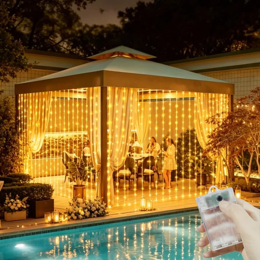 Ghirlanda luminosa a batteria da 3M/6M per finestra, luci decorative a LED con telecomando, decorazioni natalizie e per Capodanno.