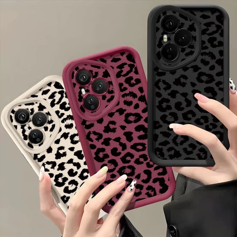 Soft Phone Case for Honor 400 Pro 200 Pro X8c X9c Smart X6a X6b X6c Magic7 Lite Silicone Rear Cover with Black Maculated Pattern