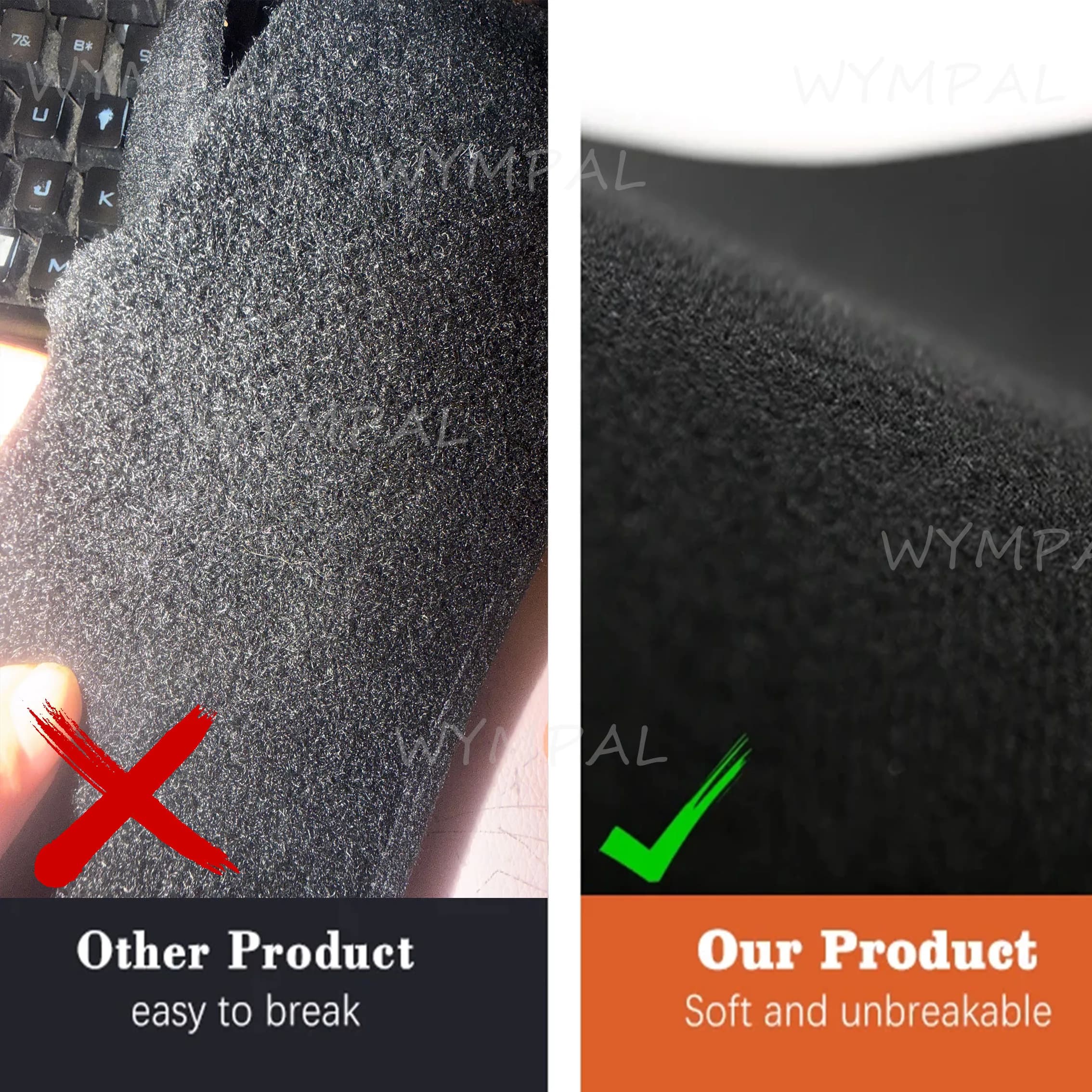 Car Mats in Nylon Suede Compatible with Ford 2006-2014 for S-MAX, Anti-slip, Elegant, Nails, Fire Retardants, Black