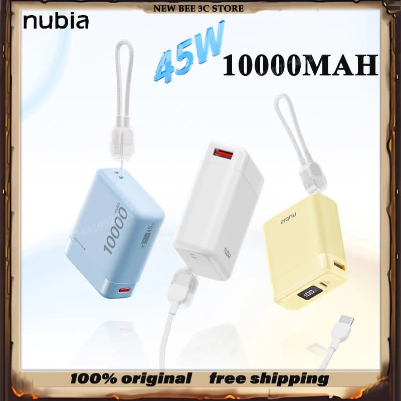3C Certification Nubia Candy Power Bank 45W 10000mAh Fast Charging Mini Ultra-High Capacity Portable Mobile Phone PowerBank