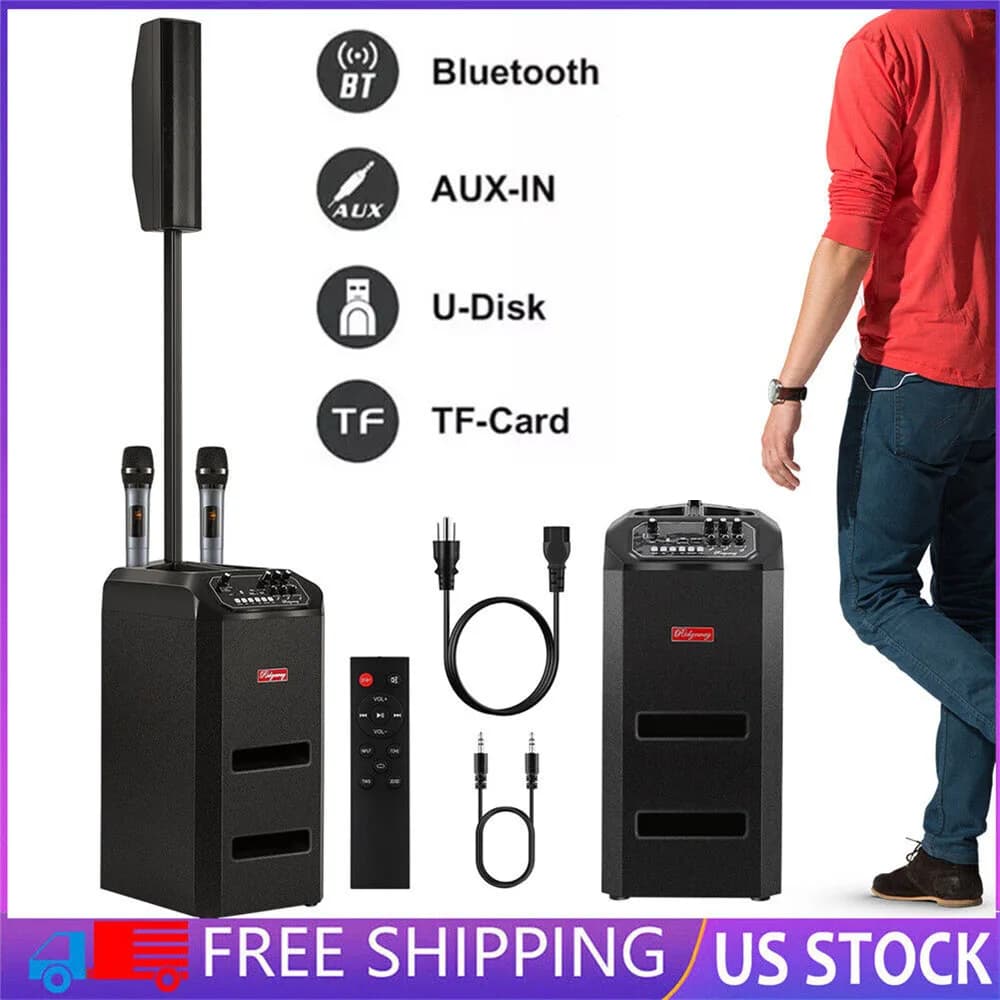 Altoparlante Bluetooth Line Array da 5000 W Sistema audio portatile Party Dj karaoke Altoparlante subwoofer da palco con 2 microfoni e telecomando