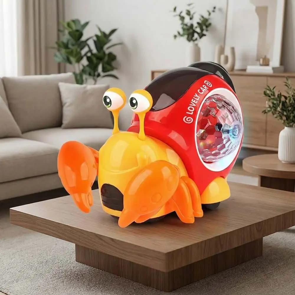 Granchio LED in Plastica con Luci e Musica, Giocattolo Educativo per la Prima Infanzia, Granchio Eretmico Danzante, Lumaca Elettrica Mobile, Granchio Sensoriale