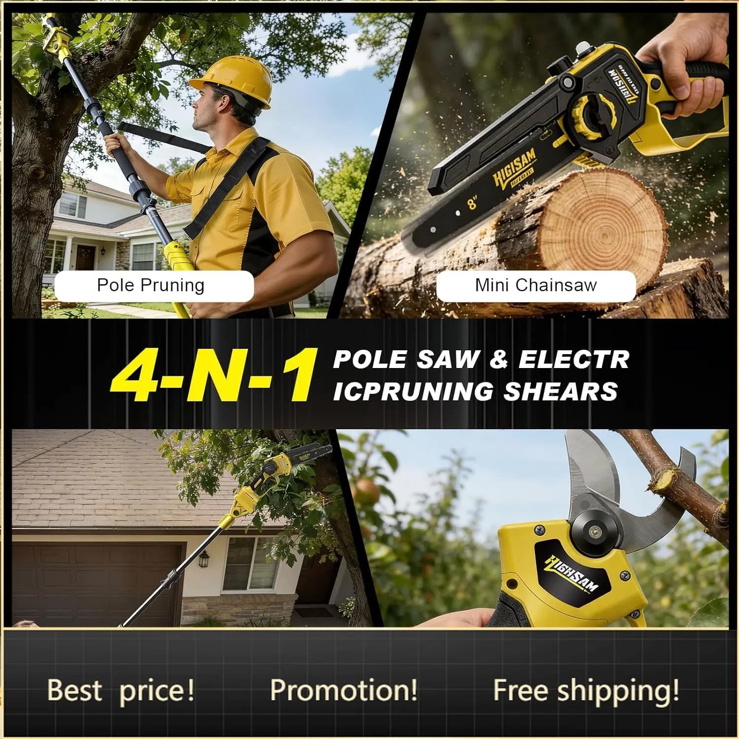 Bestseller4-in-1 Cordless Pole saw Pruning Set,Electric Pruning Shears & 8 Inch pole saws for tree trimming with 13.8ft Max Exte