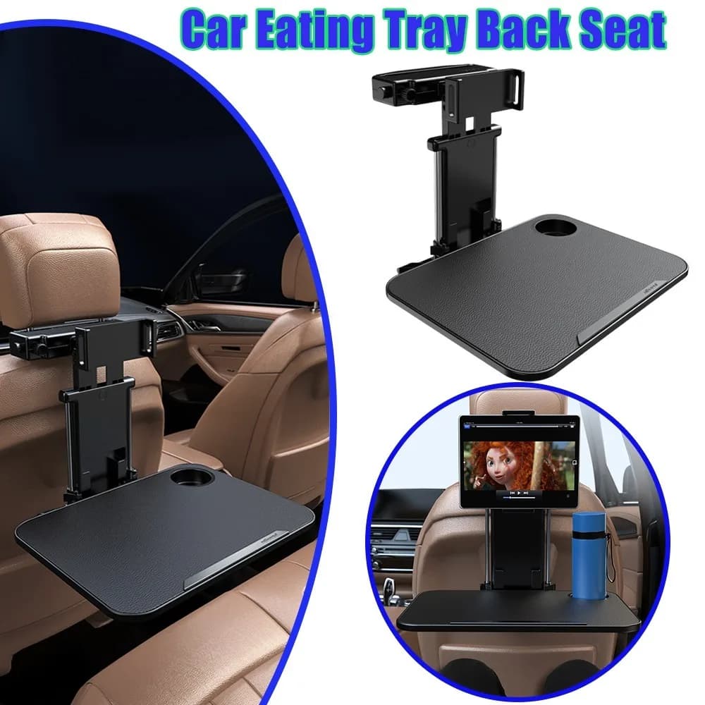 Tavolino Pieghevole da Auto per Bambini, per Lavoro, Pranzo, Laptop, Organizzatore da Viaggio con Supporto per Telefono