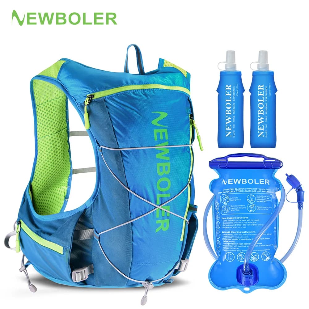 NEWBOLER Hydrating Backpack for Running, Cycling, Hiking and Marathon, with 2L Water Bag and 500ml Bottle