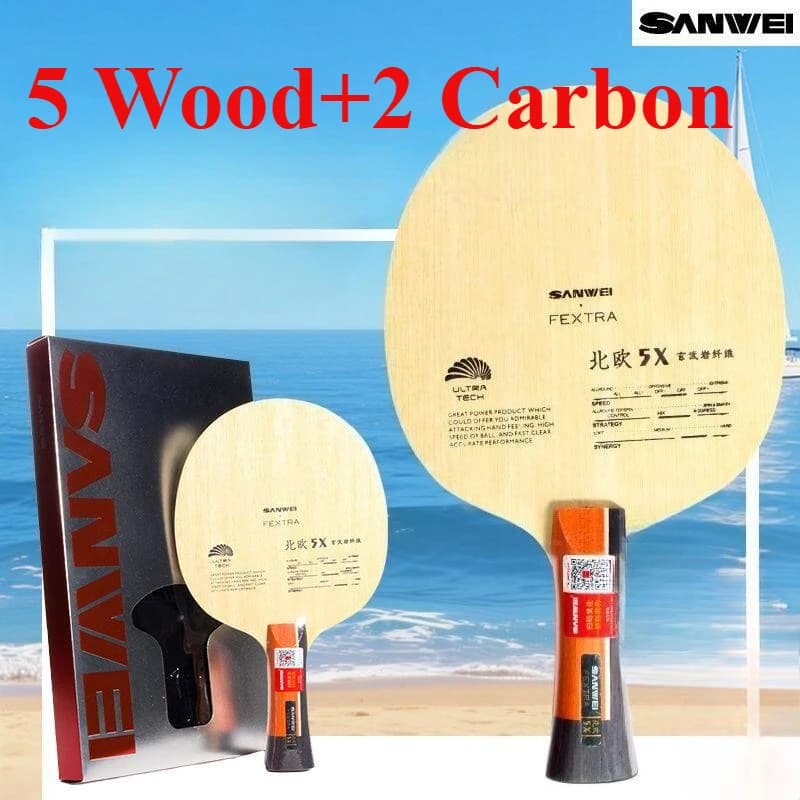 Racchetta da Ping Pong Professionale SANWEI FEXTRA 5X in Fibra di Basalto a 7 Strati
