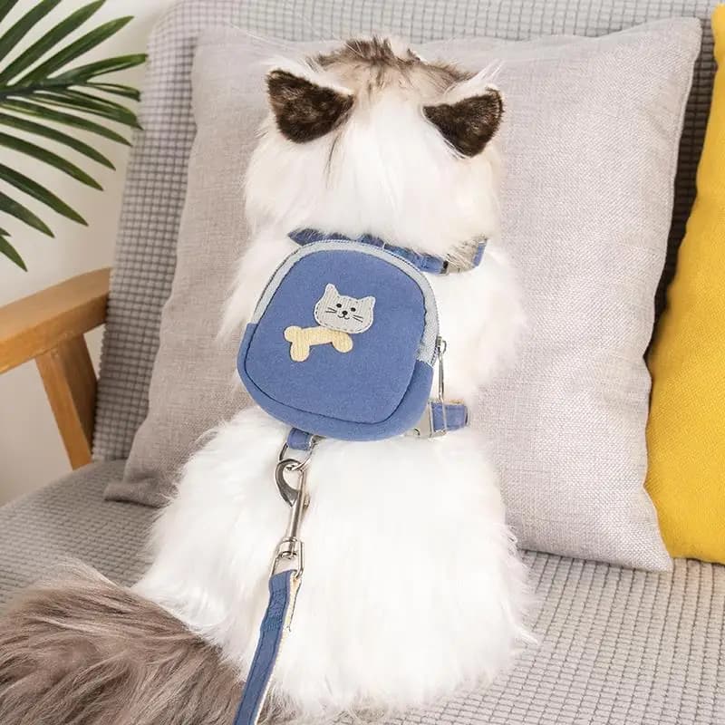 Guinzaglio Regolabile per Animali Domestici con Zaino, Imbracatura Anti-Fuga, Marsupio per Passeggiate all'Aperto, Corda Speciale