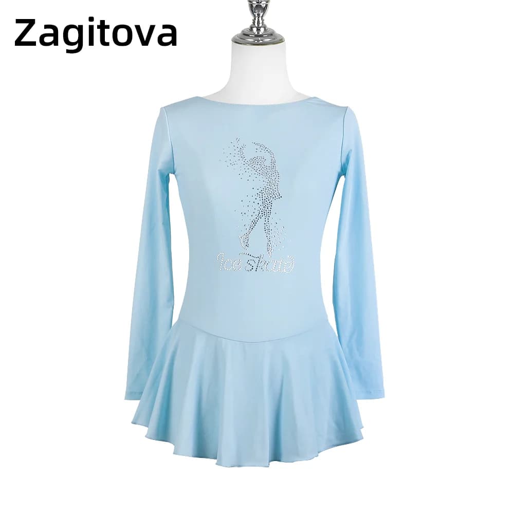 ZAGITOVA Abito da pattinaggio di figura Ragazza Donna Gonna da pattinaggio su ghiaccio con il costume da allenamento per abbigliamento da allenamento con strass lucidi per ragazza ghiacciata