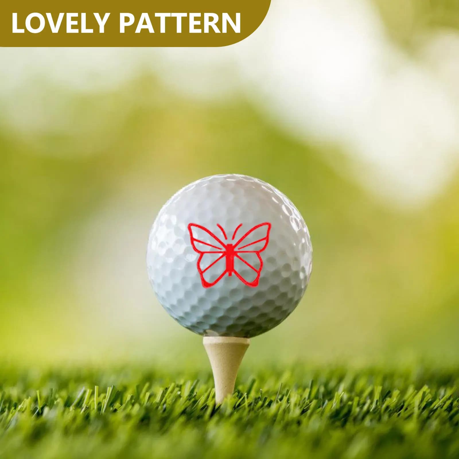 Timbro per Palline da Golf Riutilizzabile, Elegante Sigillo a Forma di Farfalla, Inchiostro Fotosensibile ad Asciugatura Rapida, Marcatore Portatile per Palline da Golf, Divertente