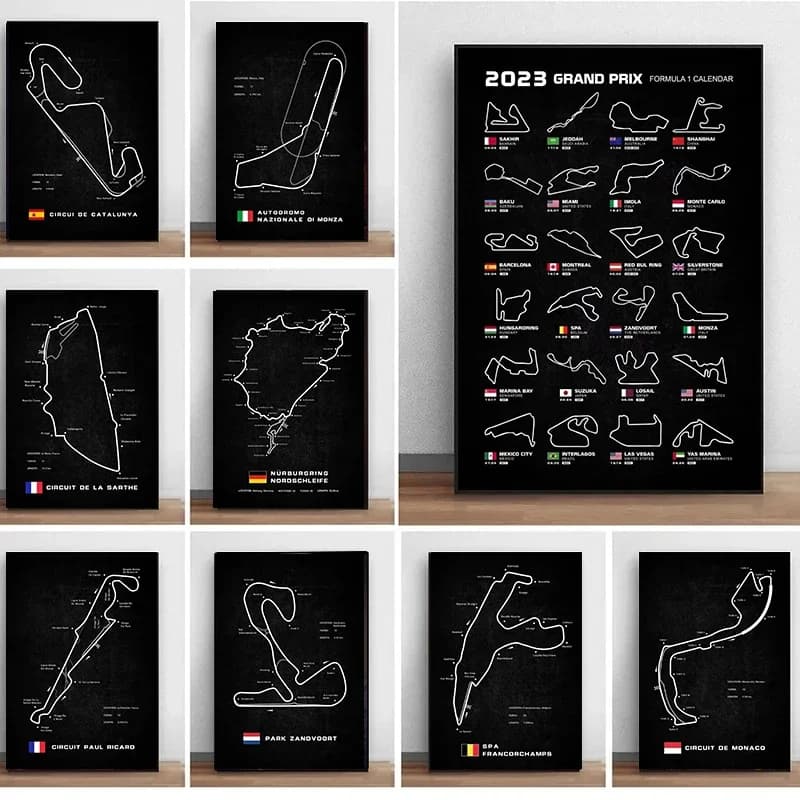 Modern World Racing Circuits Poster Prints Nurburgring Sarthe Nordschleife Canvas Painting Wall Art Picture Room Garage Decor