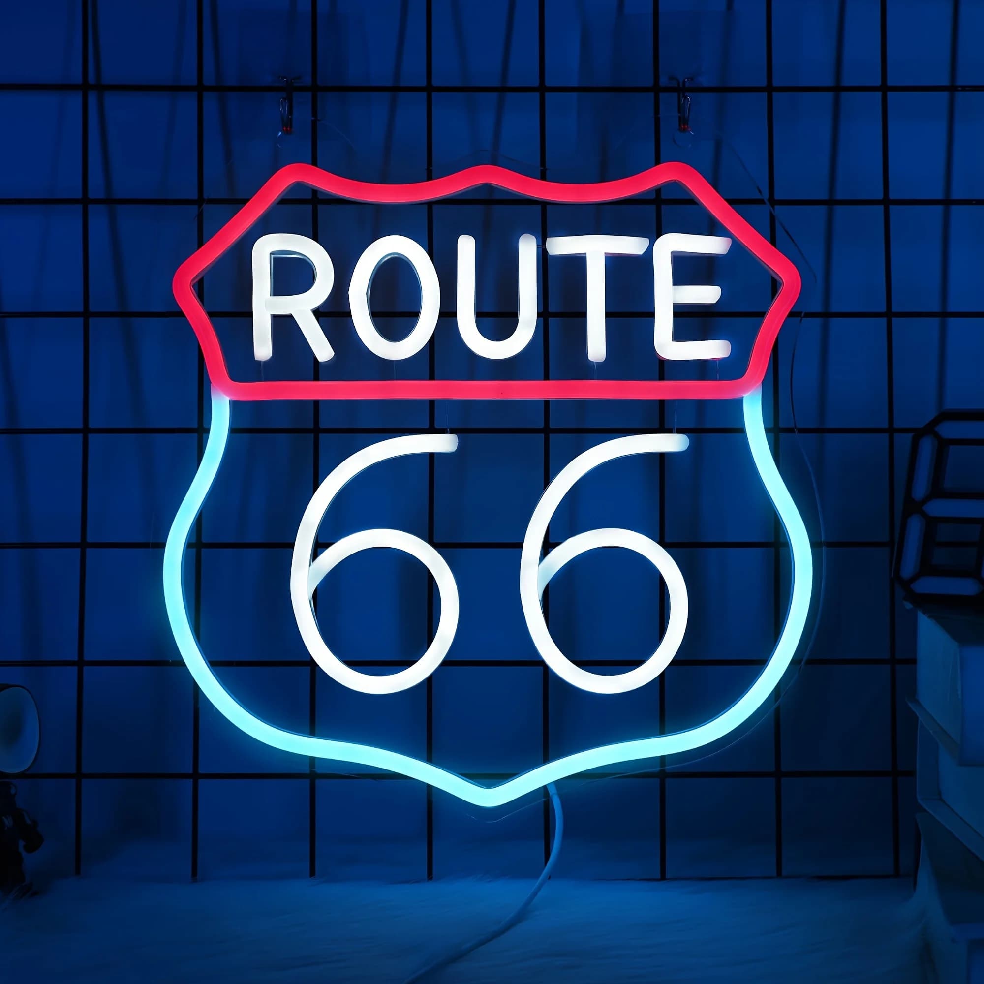Insegna al neon Route 66, decorazione per la stanza con luce LED, alimentazione USB, adatta per camere da letto, soggiorni, sale giochi