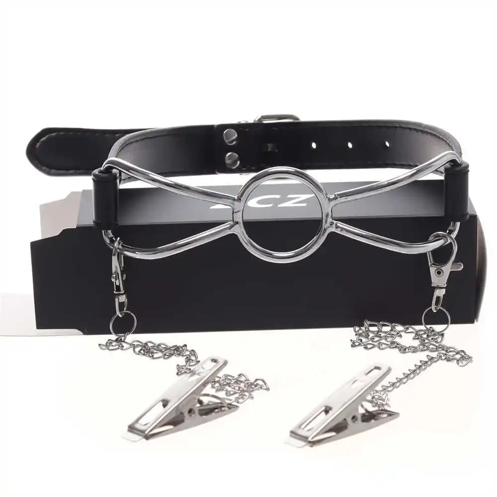 Bocca Gag Schiavo Strumenti BDSM Giocattoli del sesso per coppie Prodotti del sesso Imbracatura in pelle Bondage Restranit Cintura Gag Ball Giochi per adulti