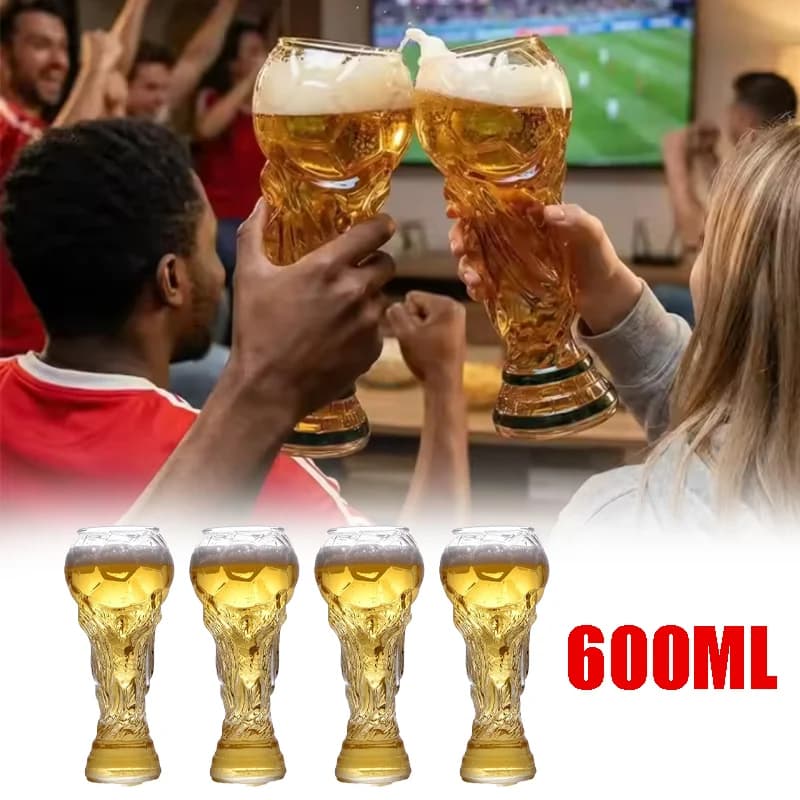 Tazza da 600ml con Design a Trofeo per Birra, Presa Morbida con Texture Unica, Ideale per Feste in Famiglia, Regalo per Appassionati di Sport, Lavabile in Lavastoviglie