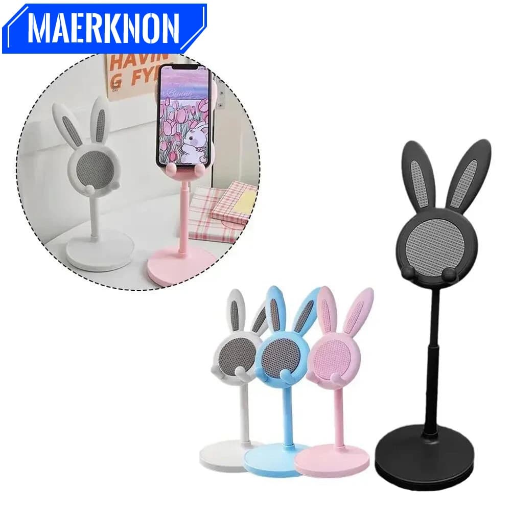 Supporto per telefono coniglietto simpatico cartone animato Supporto per telefono cellulare da tavolo pigro regolabile Supporto per smartphone universale per iPhone Samsung Xiaomi