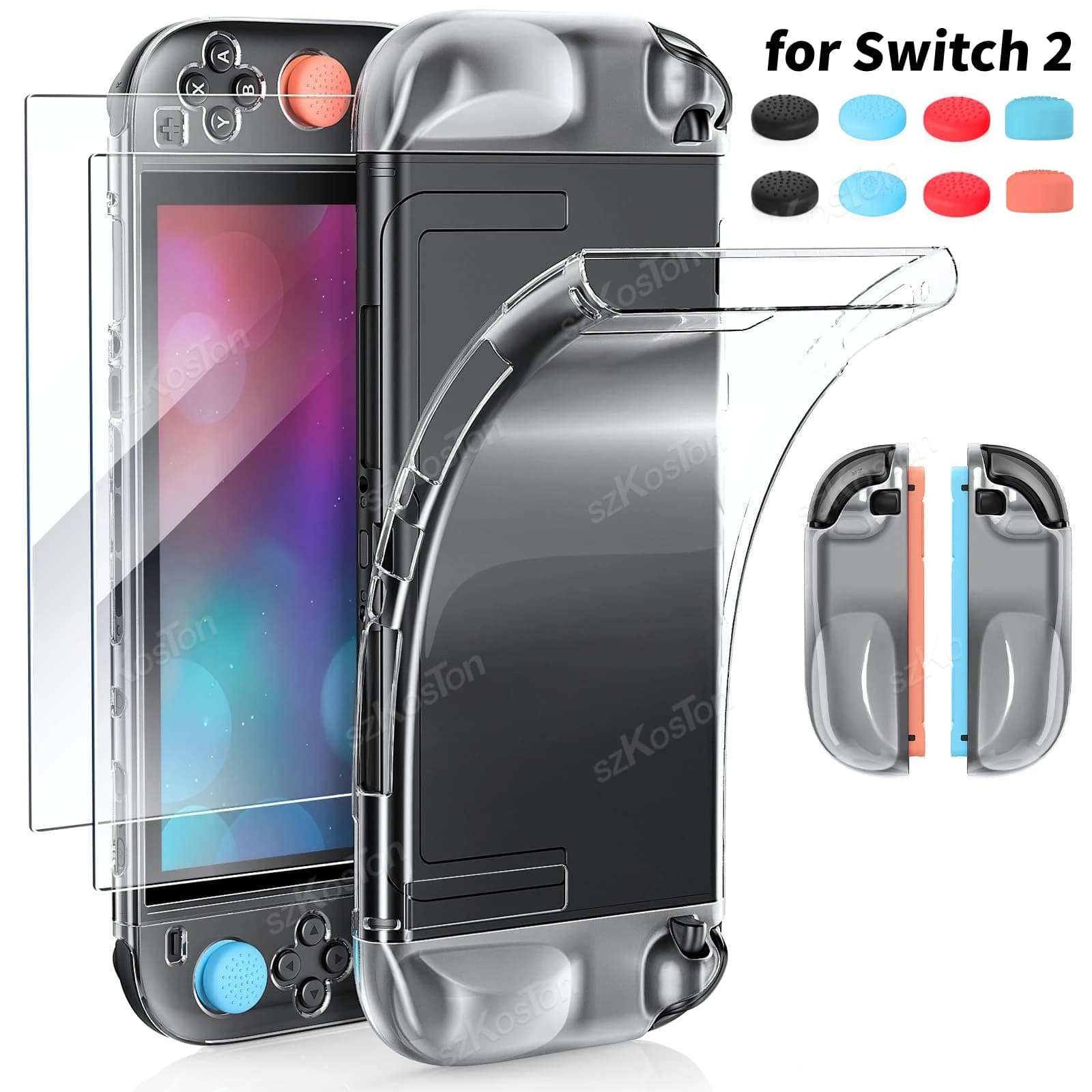 Custodia agganciabile in TPU per Nintendo Switch 2 3in1 Custodia protettiva morbida e trasparente con protezione per lo schermo per il kit di accessori Switch2