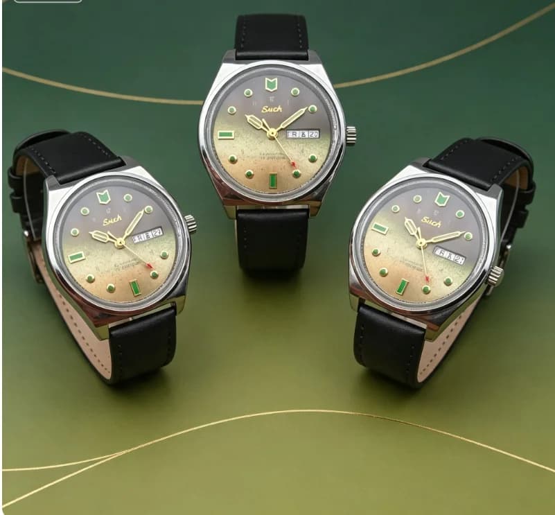 ptgfhManual dual calendar mechanical watch gradual change of color plate