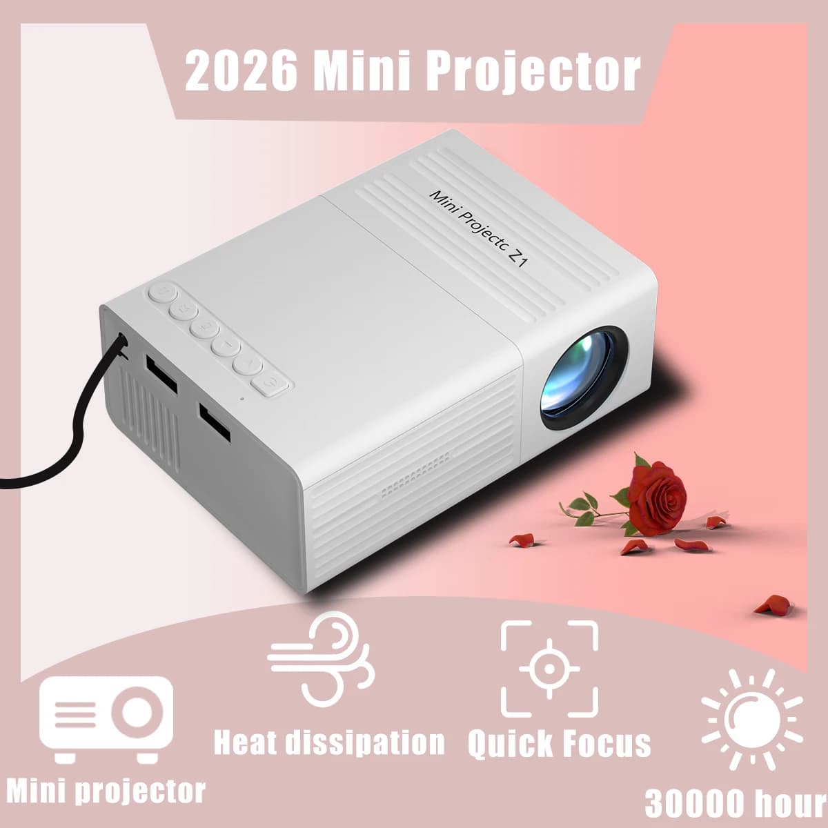 Mini Proiettore Portatile 3D LED, Videoproiettore per Home Cinema e Giochi, Beamer Laser Smart TV