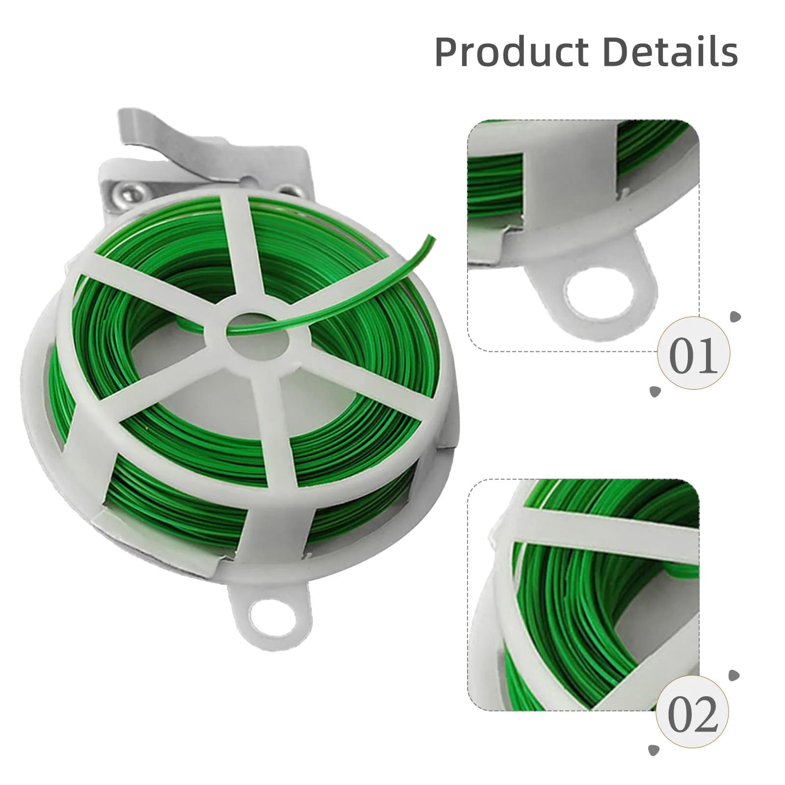 1Pcs Garden Tie Wire Cable Green Metal Plastic Iron Wire Tape with Cutter Multi-Function Plant Support Organizer Bonsai Growing