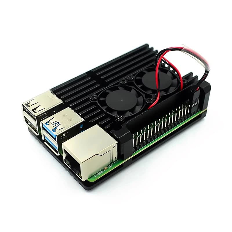 Raspberry Pi 4/3 aluminum housing with double cooling fan black metal housing for RPI Raspberry Pi 4B/3B/3B +