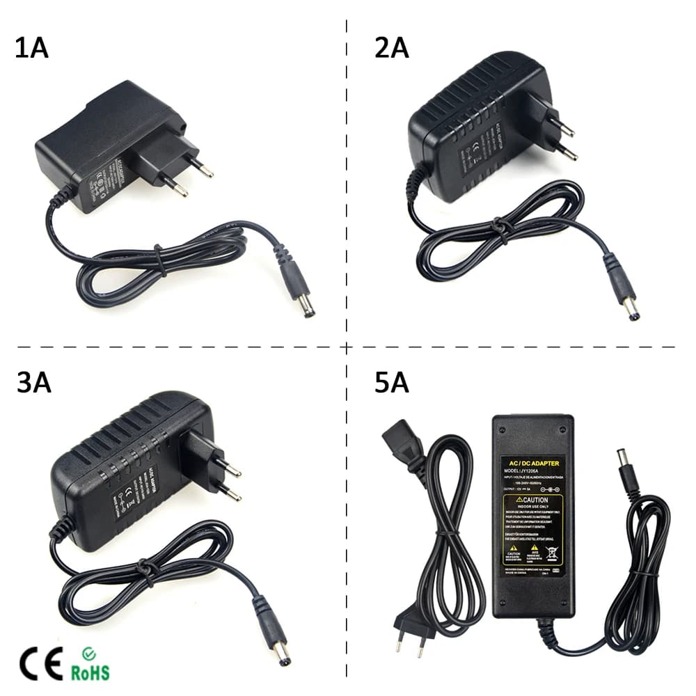 Adattatore di commutazione Alimentatore CA 100 V-240 V a CC 12 V 1A 2A 3A 5A Trasformatore di illuminazione Driver per caricabatterie per luce di striscia LED