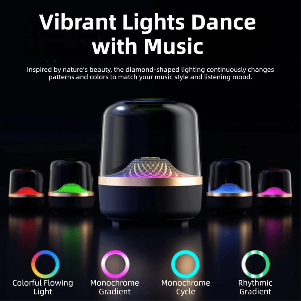 Bluetooth 5.4 HiFi Stereo Speaker Portable Night light Wireless Soundbar Subwoofer Mini Multifunctional Colorful Breathing Light