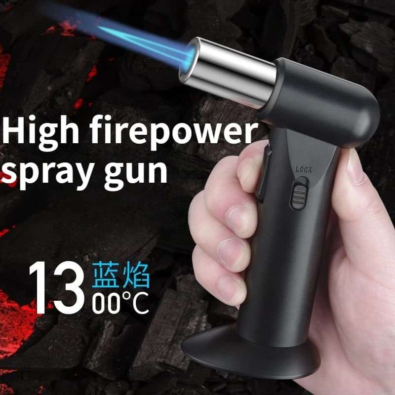 New Outdoor High Firepower Baking Butane Flame Gun Can Be Inverted for Convenient Spray Gun Lighter Cigarette Accessories