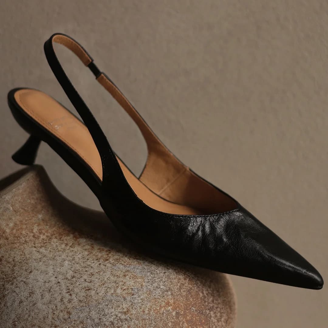 danxuefei plus size 34-42 women's sheepskin pointed toe slingback slip-on summer new sandals elegant ladies 4cm thin heels shoes