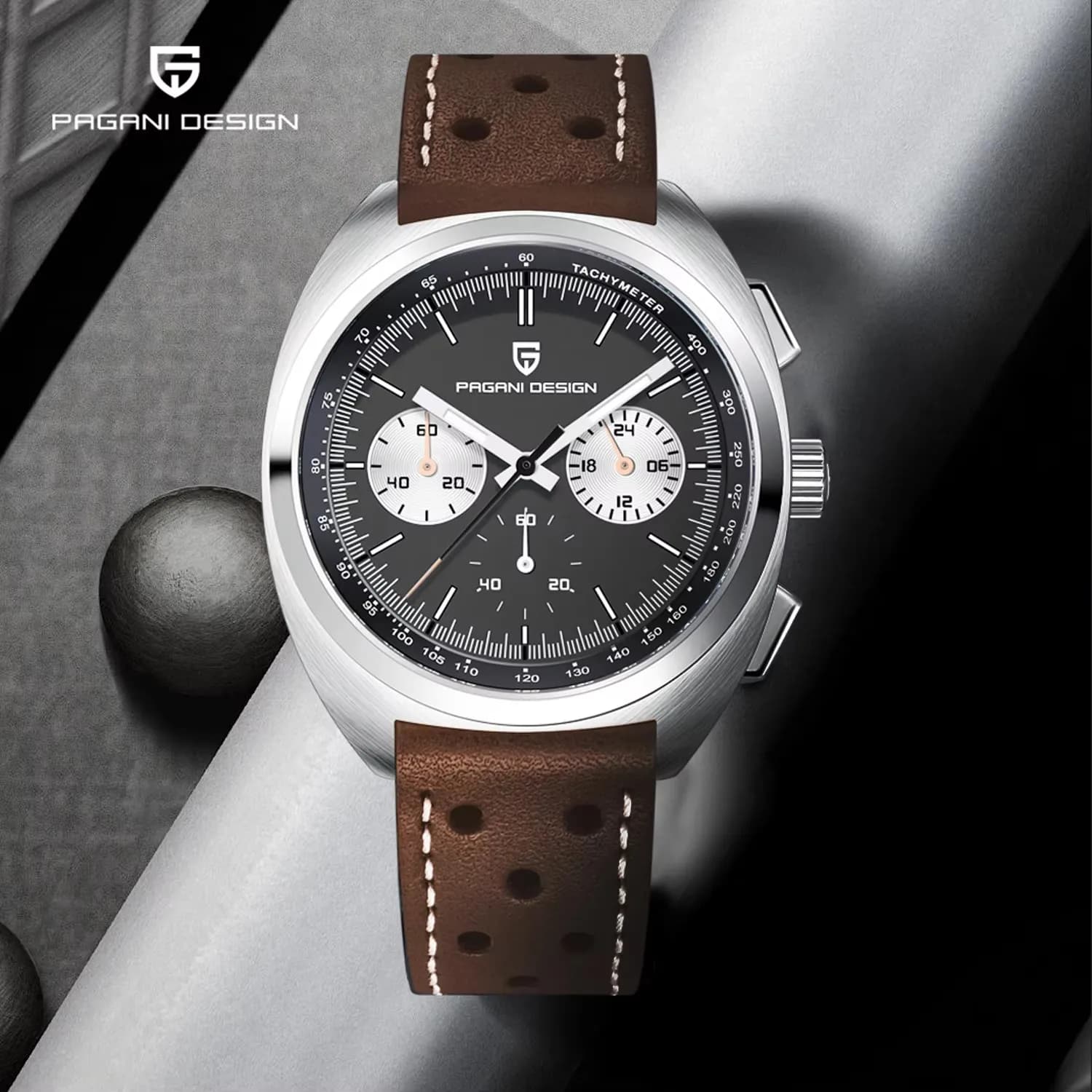 Nuovo Orologio da Uomo PAGANI DESIGN Panda 2026, Orologio al Quarzo di Lusso con Cronografo, Vetro Zaffiro AR, Cinturino in Pelle, Luminoso, Regalo