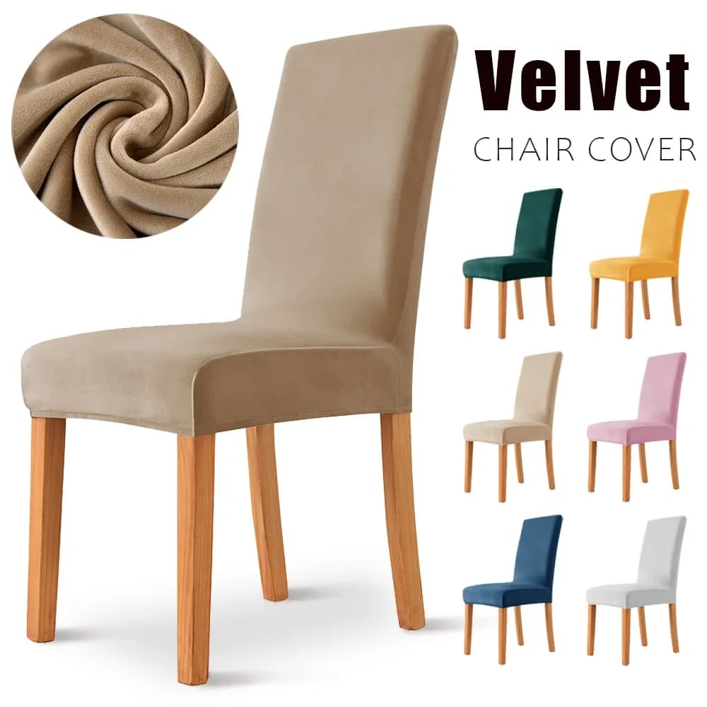 1/2/4/6PCS Velvet Chair Lining Super Soft Elastic Dining Chair Custodies for Kitchen Seats Dining Room Wedding Bar