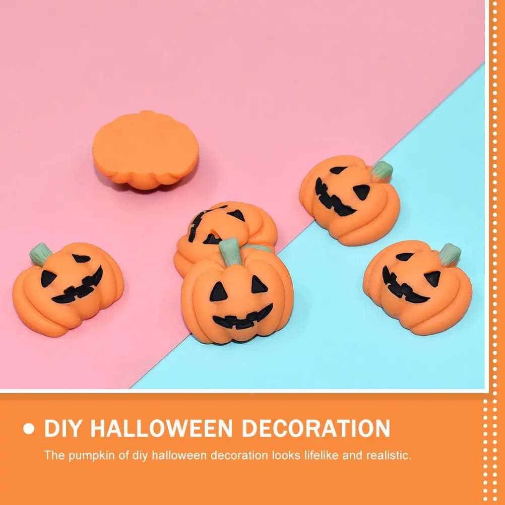 20 Pieces of Realistic Resin Pumpkin Shape Charms, Decorations Squares for Halloween, for Phone Cover, Hair Clips, Bookmarks, Frames and Craftwork