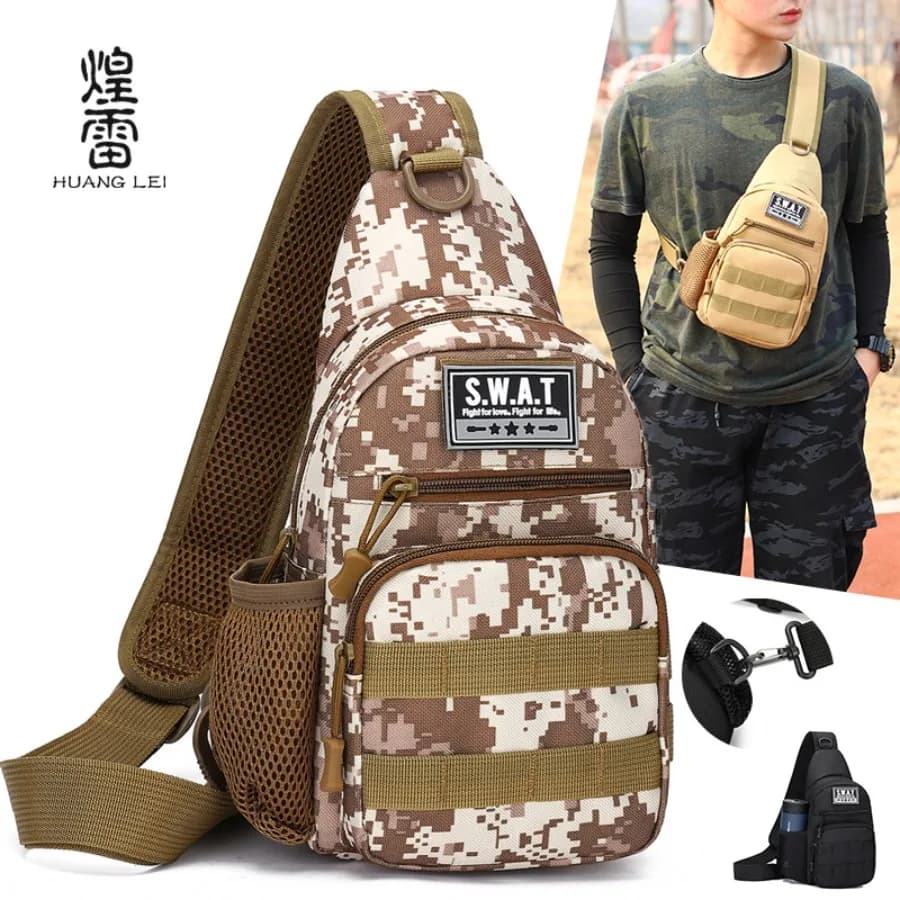 【Nuovo arrivo】Borsa a tracolla mimetica tattica, zaino militare a tracolla con porta borraccia, ideale per escursionismo, caccia ed EDC