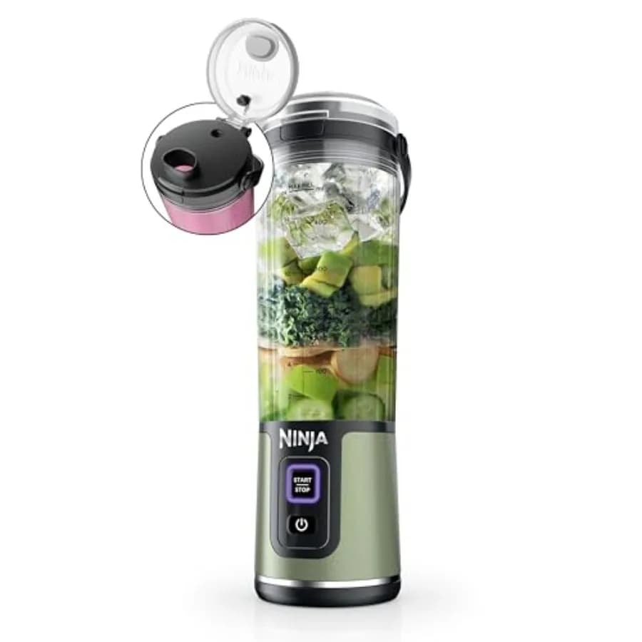 Frullatore Portatile Senza Fili con Contenitore da 18oz per Frullati e Smoothie, Design Compatto Rinnovato, Corpo in Plastica Resistente, Finitura Nera Elegante