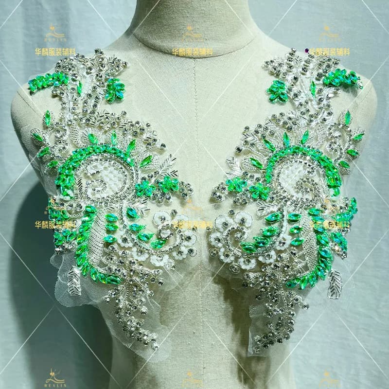 1 paio di toppe ricamate in pizzo e tulle con paillettes | Kit di finiture e abbellimenti fai-da-te di lusso per realizzare abiti di fascia alta