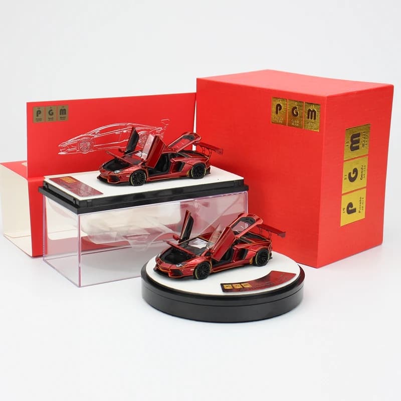Modellino Auto Statico in Lega PGM 1:64 Aventador LP700 con Motivo Craquelé, Edizione Limitata Completamente Apribile, Giocattolo da Collezione