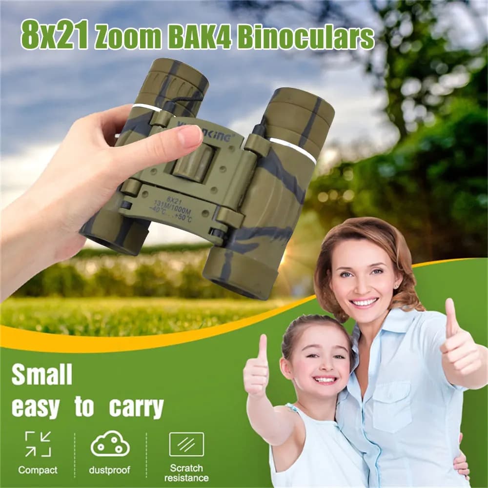 Visionking binocolo professionale 8x21 telescopio pieghevole a lungo raggio BAK4 potente campeggio turismo attrezzature all'aperto per bambini