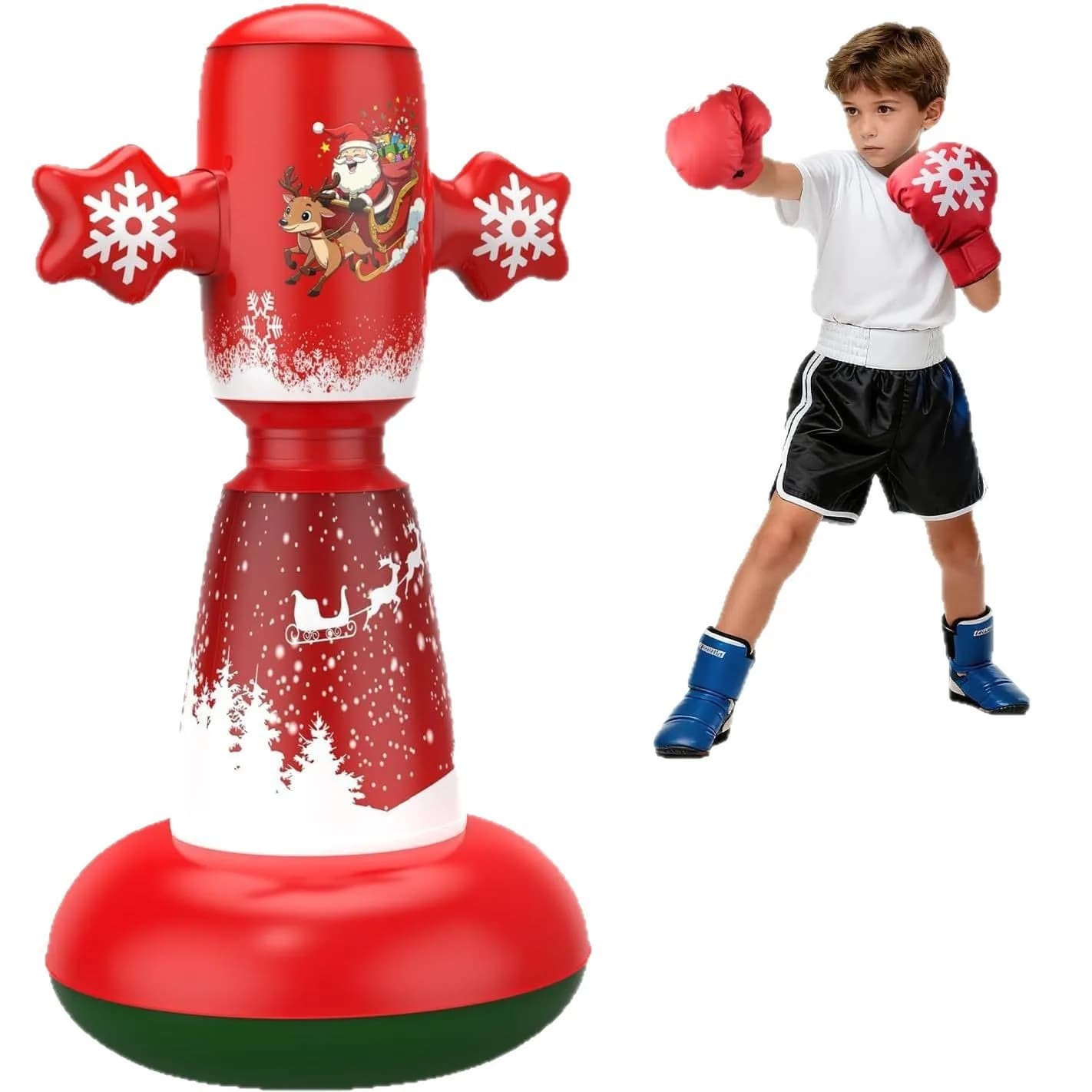 Punching Bag Boxing Toy Tumbler Boxing Bag Inflatable Punching Column Rotating Stand Kids