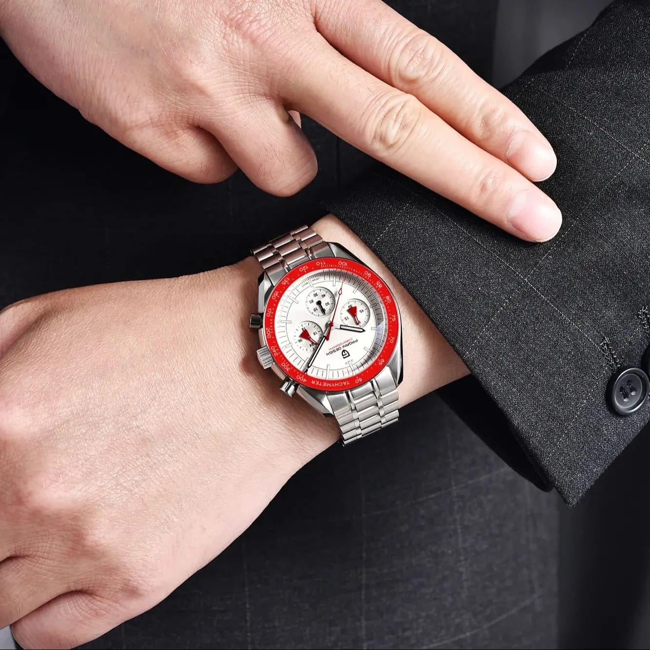 Orologio da polso da uomo PAGANI DESIGN con quadrante in meteorite, orologio al quarzo di lusso, cronografo sportivo, impermeabile, con vetro zaffiro AR.