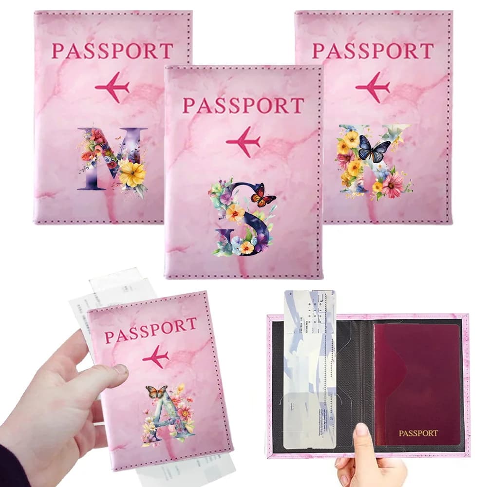 Custodia per passaporto Custodia per biglietti d'aria Porta passaporto alla moda Serie di lettere a farfalla Elementi essenziali da viaggio multifunzione