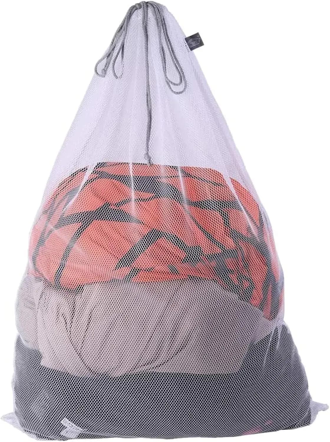 Sacca per Bucato XL in Rete, Robusta con Fori Larghi e Cordoncino, 24x36" Bianca, per Viaggi, Campeggio e Dormitorio