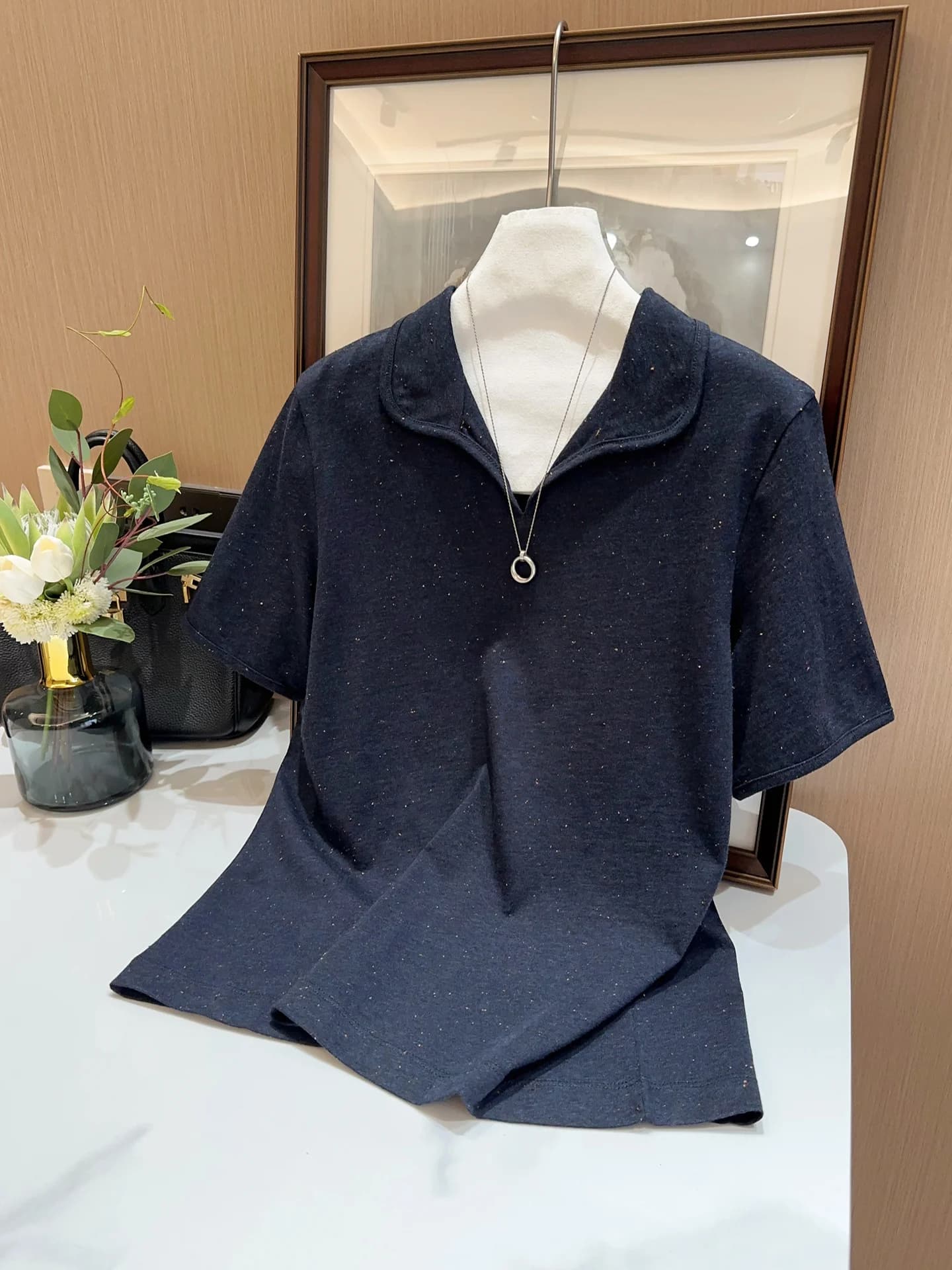 Casual Style Short Sleeve T-Shirt Women's All-Match Star Dot Yarn Shirt Breathable Comfortable Summer Top