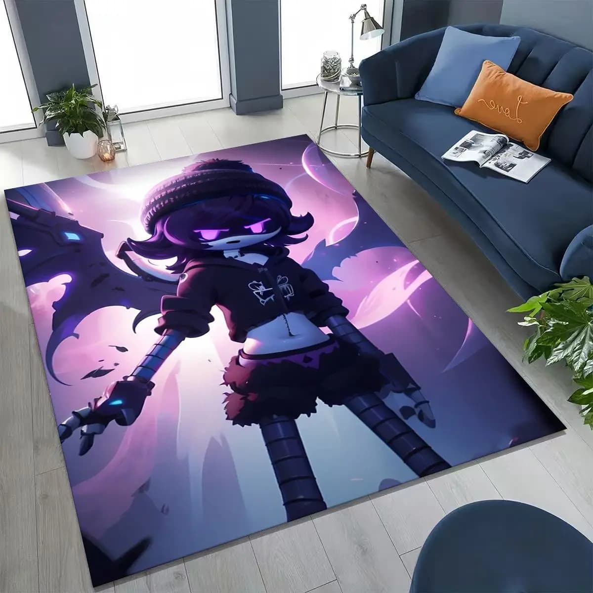 Cartoon Murder Drones Uzi Robot Art Tappeto per camera da letto Soggiorno Divano Decorazione zerbino per la casa, Tappetino antiscivolo per bambini grandi