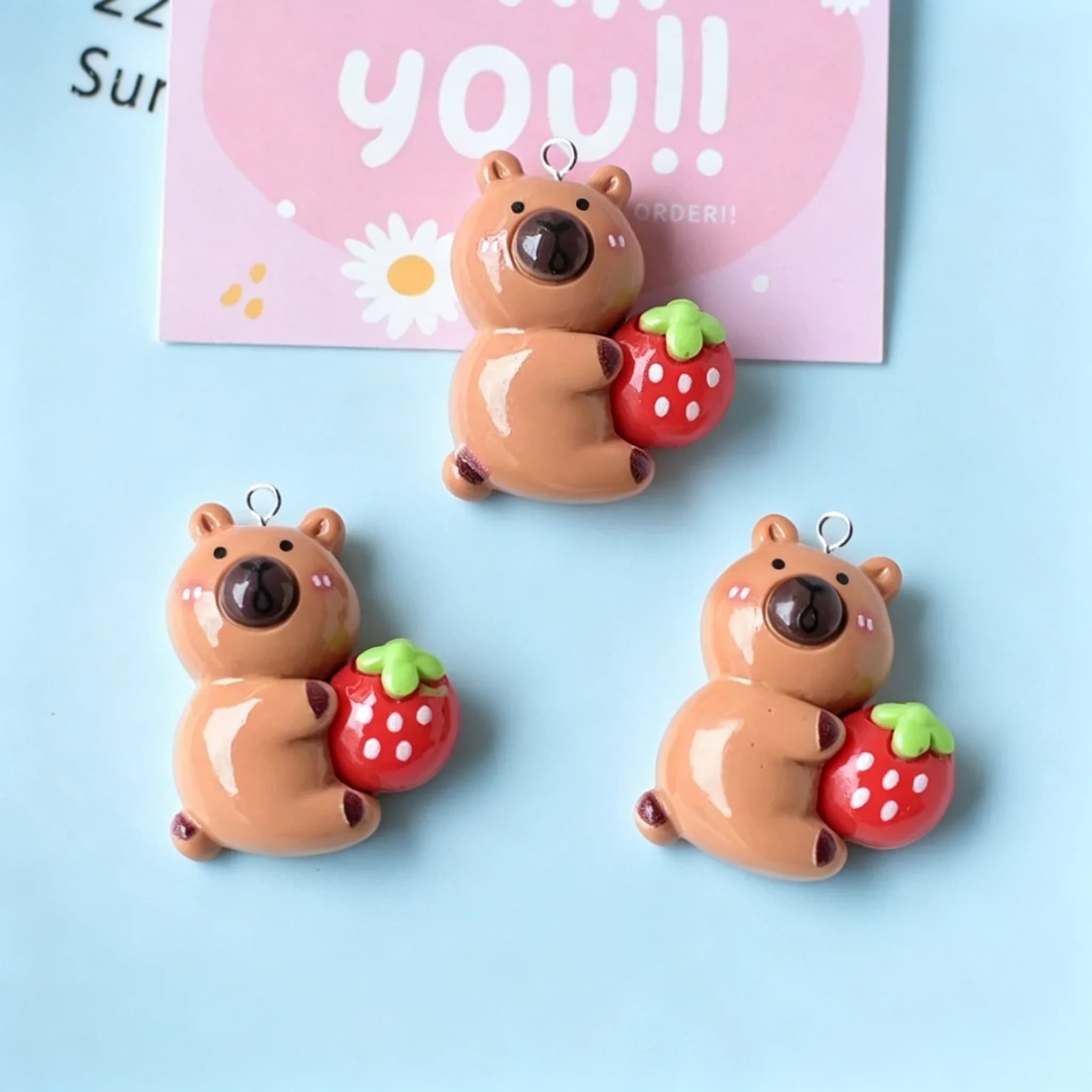 10Pcs Flatback Resin Charms Kawaii Fruit Capybara, Cute Animal Pendants for DIY Earrings Keychains Craft Accessories