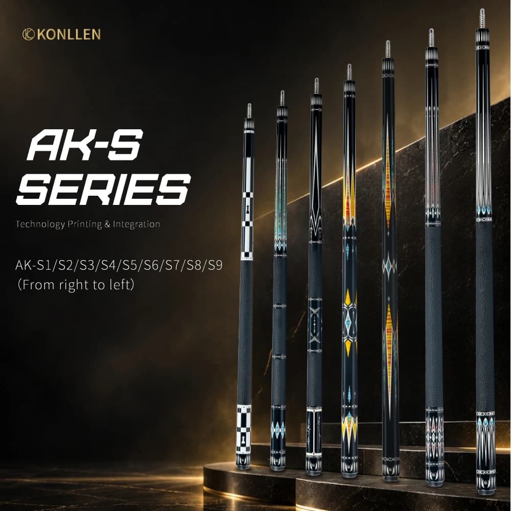 Pool Cue Stick Carbon Fiber Shaft Low Deflection 147cm 19-20oz 3/8x8 Joint AK-S1-S7 for 8/9 Ball Billiards KONLLEN