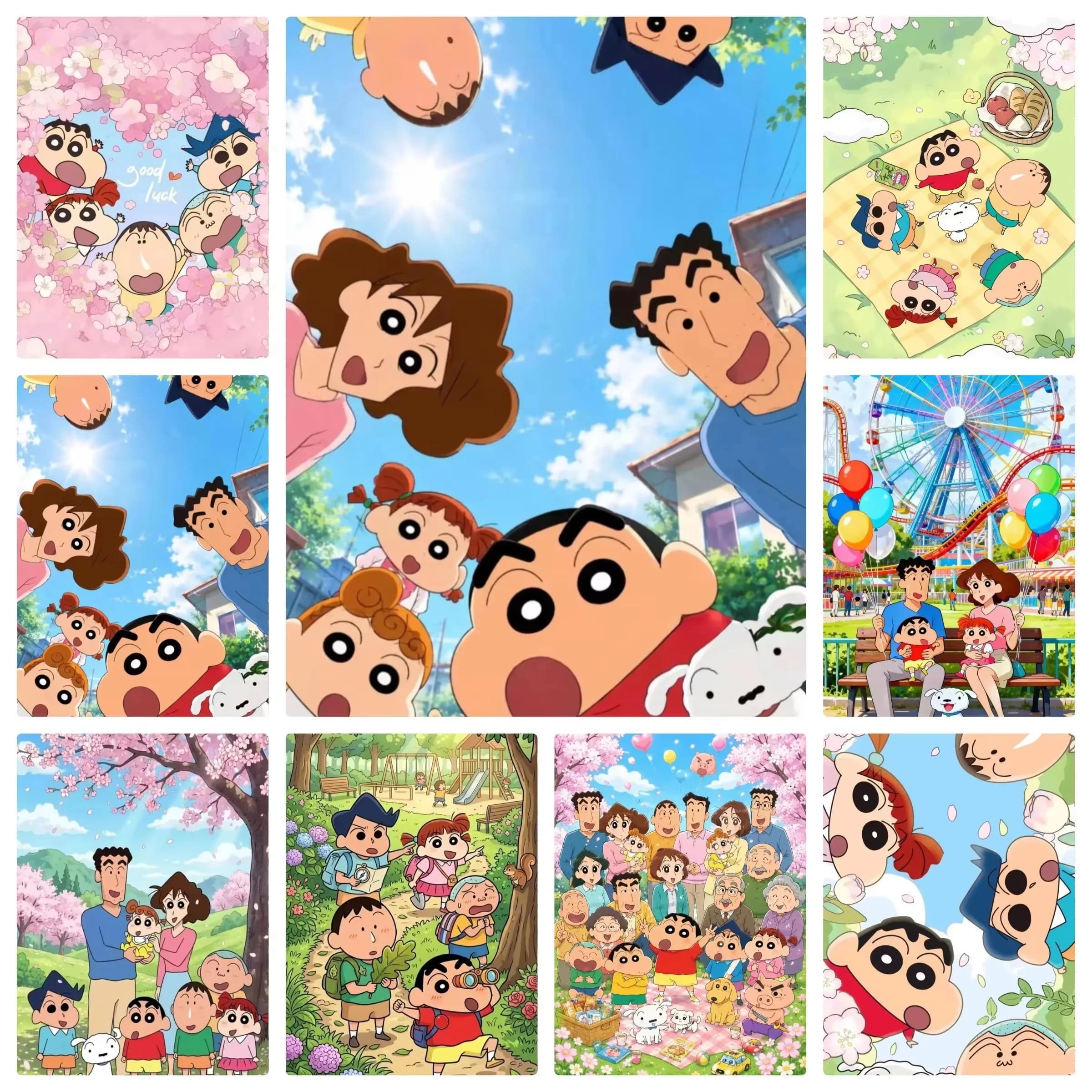 Jigsaw Puzzle 500/1000/1200/2000PCS Crayon Shin-chan Kawaii Portrait Theme DIY Educational Toy Wall Decor Cartoon Party Favor
