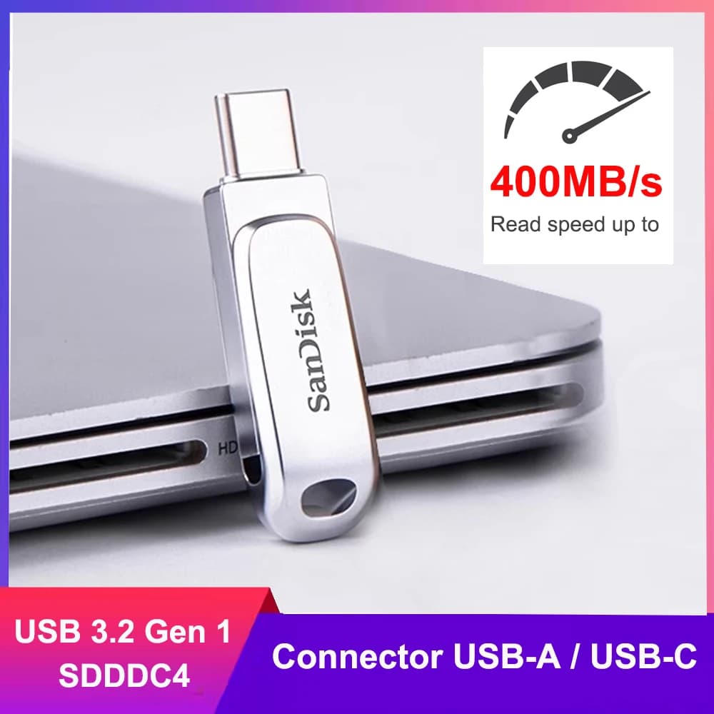 Unità flash SanDisk Ultra Dual Drive Luxe USB Type C 512 GB 256 GB 128 GB 64 GB Metallo USB 3.2 Gen 1 USB Tipo A Unità flash OTG