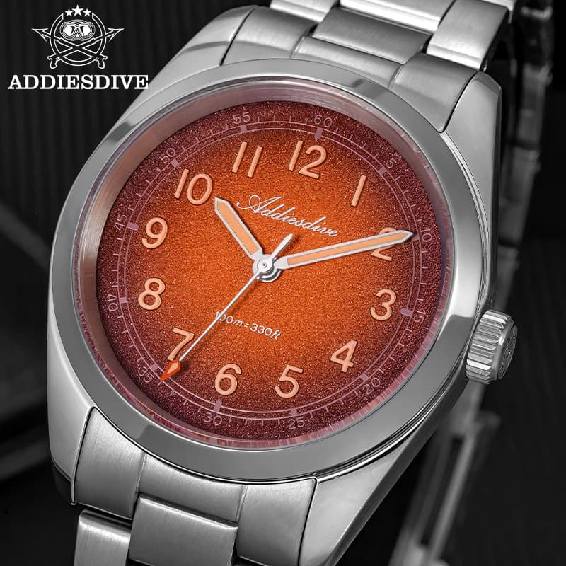 ADDIESDIVE Sapphire Glass 36mm Men Watches Super Luminous 10Bar Waterproof 316L Stainless Steel AD2553 Quartz Watches