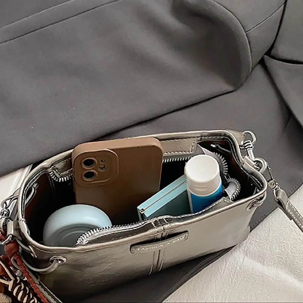 Casual Leather Handbag Detachable Strap Portable Shoulder Bag Large Capacity Messenger Bags Commute