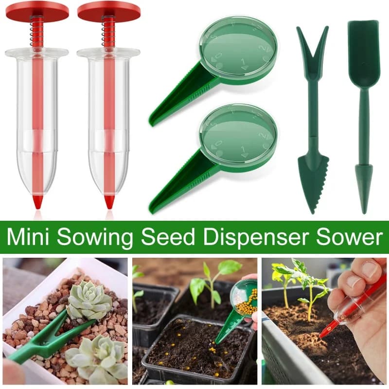 Seminatrice Manuale con Profondità Regolabile e Controllo della Distanza tra i Semi per Ortaggi e Fiori, Attrezzo da Giardino