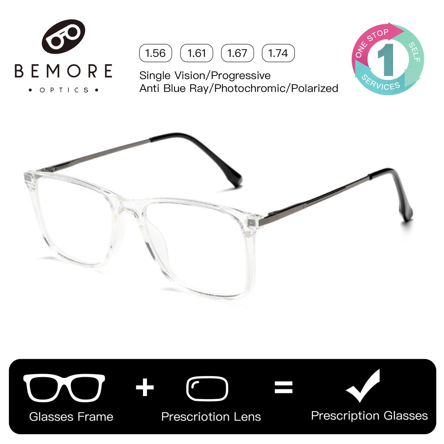 Occhiali da vista quadrati BEMORE con clip, in acetato, polarizzati UV400, protezione solare, occhiali da lettura per miopia, da donna, ottici