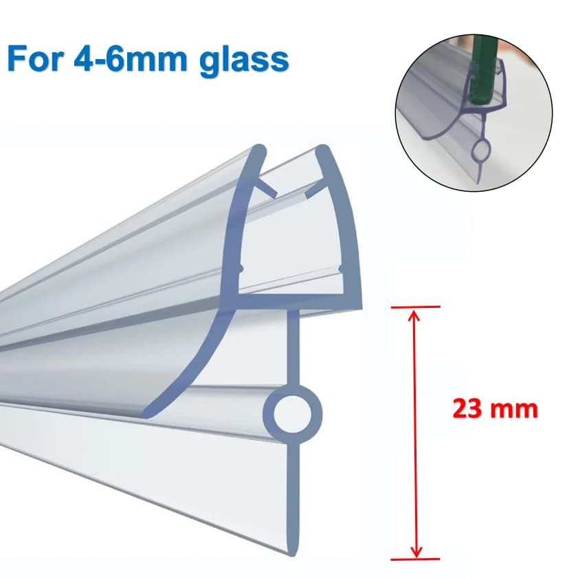 Striscia di tenuta per schermo doccia Strisce di tenuta per porta del bagno in PVC per vetro da 4-6 mm 23 mm Guarnizione impermeabile senza colla # 40 # 50